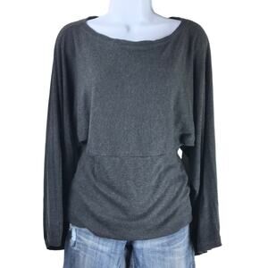 Bebe Dolman Wide Sleeve Boho Sweater Gray L Made in USA